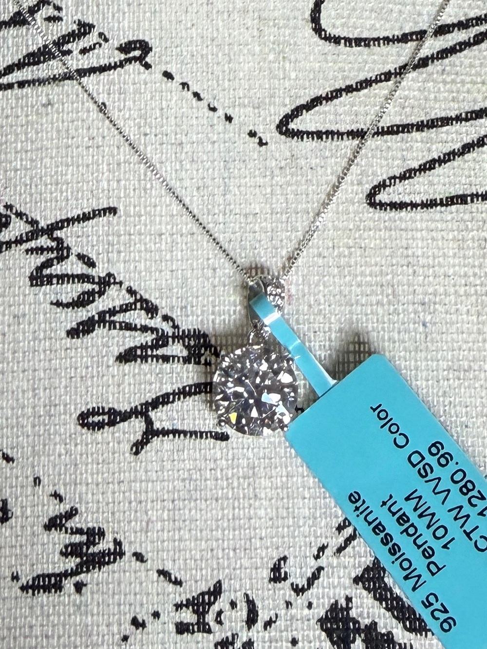 4CWT Moissanite Pendant & Necklace VVSD 10MM on 925 Silver